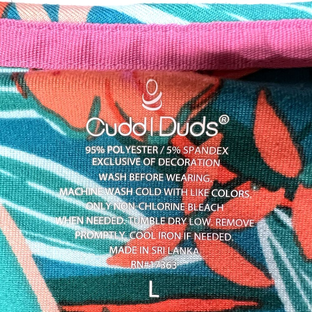 Cuddl Duds Women’s Tropical Floral Lounge Pajama Round Neck Top Tee Size Large - Picture 7 of 16